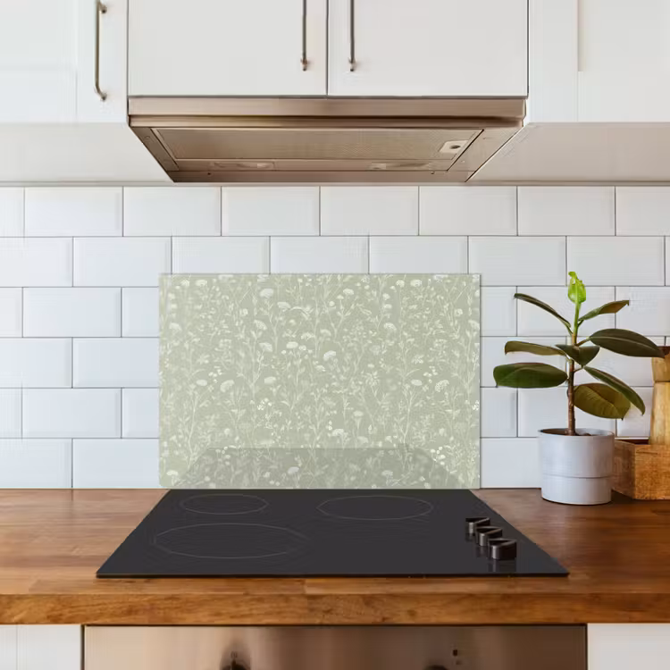 Spatscherm keuken - Bloemen - Patroon - Groen — 3
