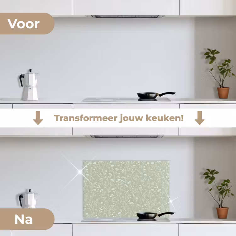 Spatscherm keuken - Bloemen - Patroon - Groen — 7