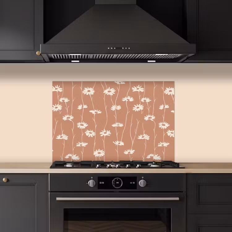 Spatscherm keuken - Madeliefjes - Subtiel - Terracotta — 5