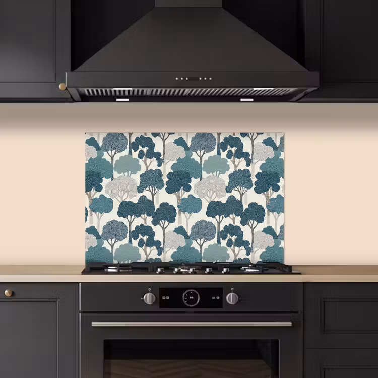 Spatscherm keuken - Modern - Bomen - Bos - Patroon - Blauw — 5