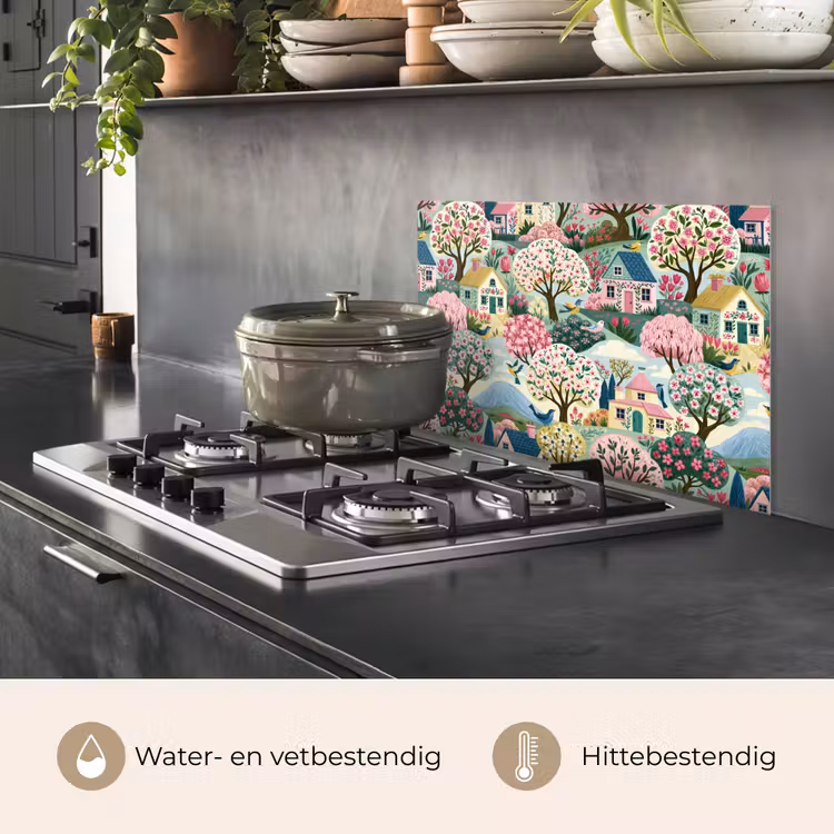 Spatscherm keuken - Nostalgisch - Idyllisch - Kleurrijk — 2