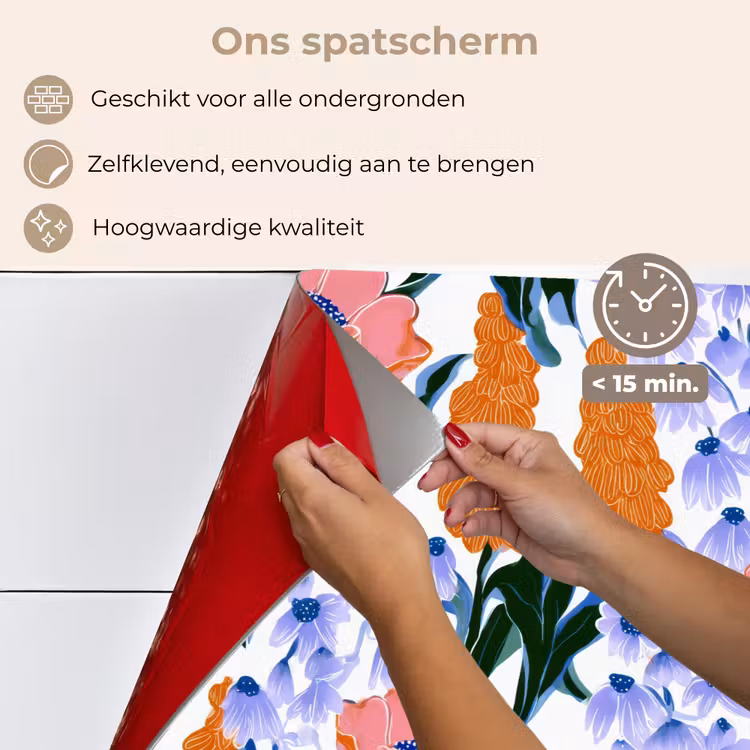 Spatscherm keuken - Patroon - Aquarel - Kleurrijk — 4