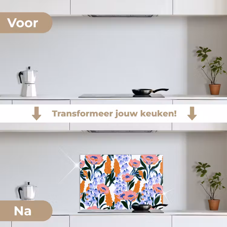 Spatscherm keuken - Patroon - Aquarel - Kleurrijk — 7