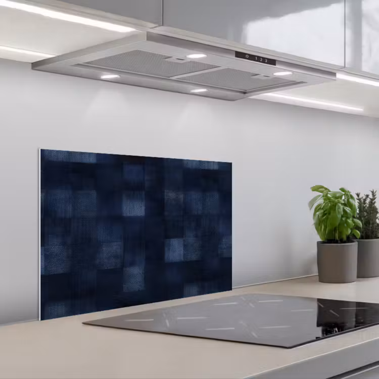 Spatscherm keuken - Patroon - Ruit - Marineblauw — 1