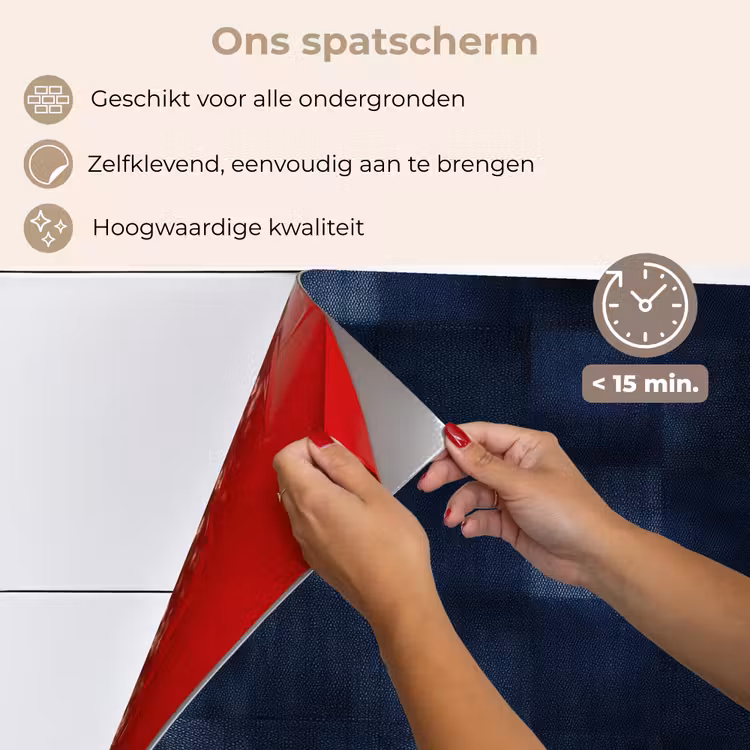 Spatscherm keuken - Patroon - Ruit - Marineblauw — 4