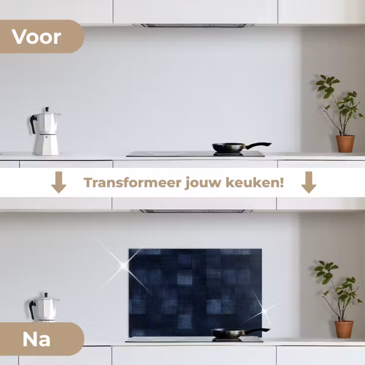 Spatscherm keuken - Patroon - Ruit - Marineblauw — 7