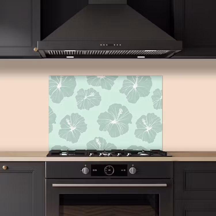 Spatscherm keuken - Bloemen - Hibiscus - Mint — 5