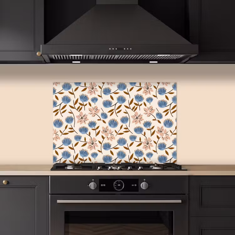 Spatscherm keuken - Bloemen - Wild - Blauw — 5