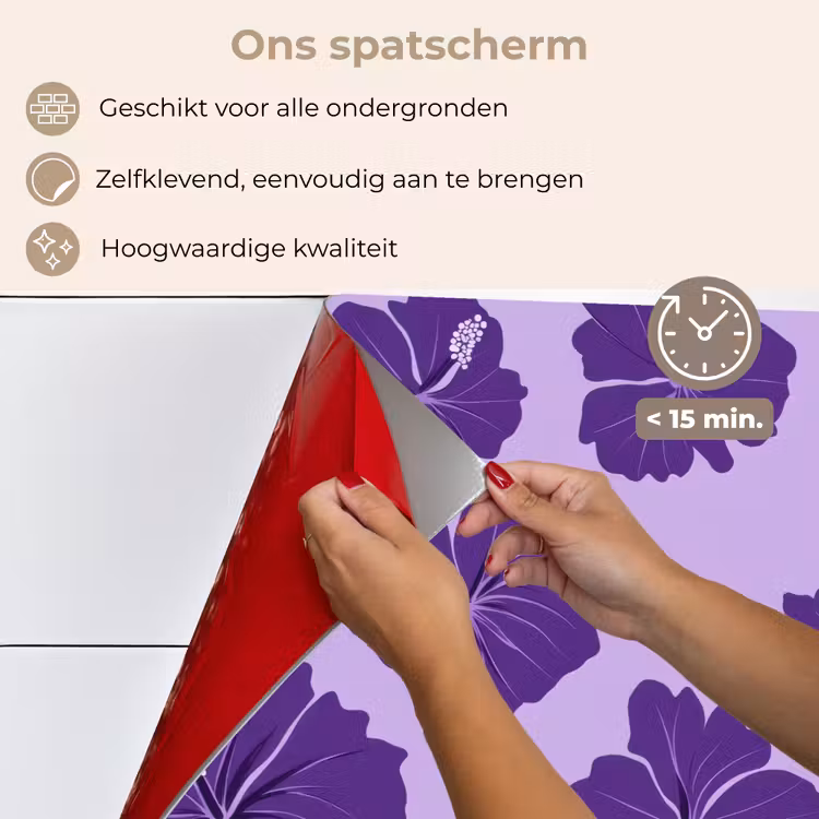 Spatscherm keuken - Hibiscus - Bloemen - Paars — 4