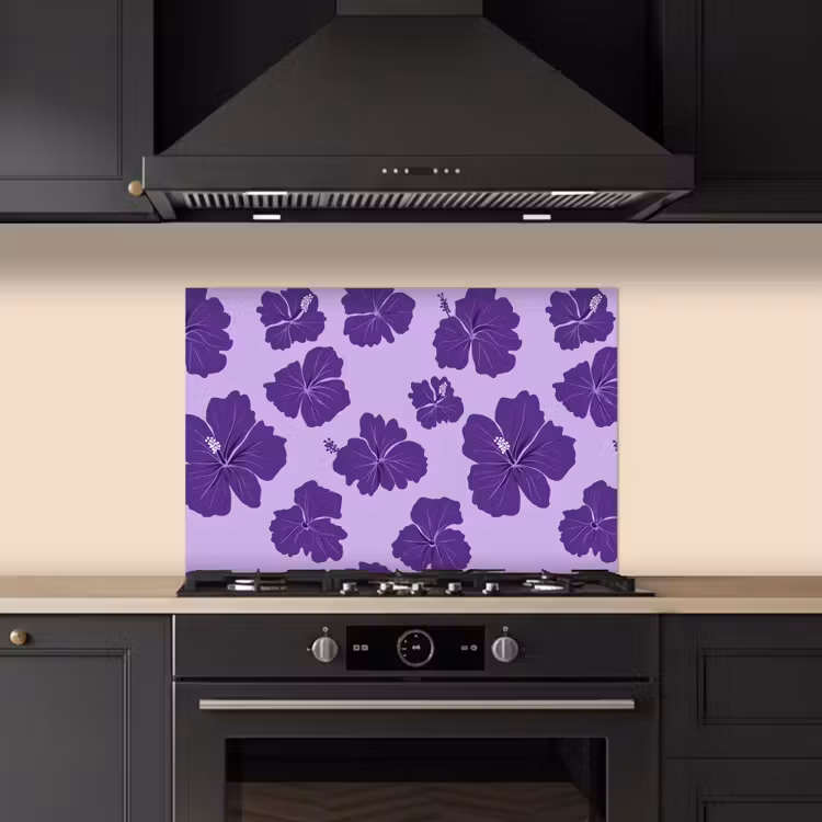 Spatscherm keuken - Hibiscus - Bloemen - Paars — 5