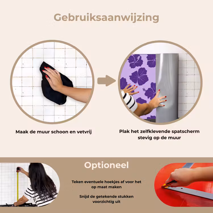 Spatscherm keuken - Hibiscus - Bloemen - Paars — 6