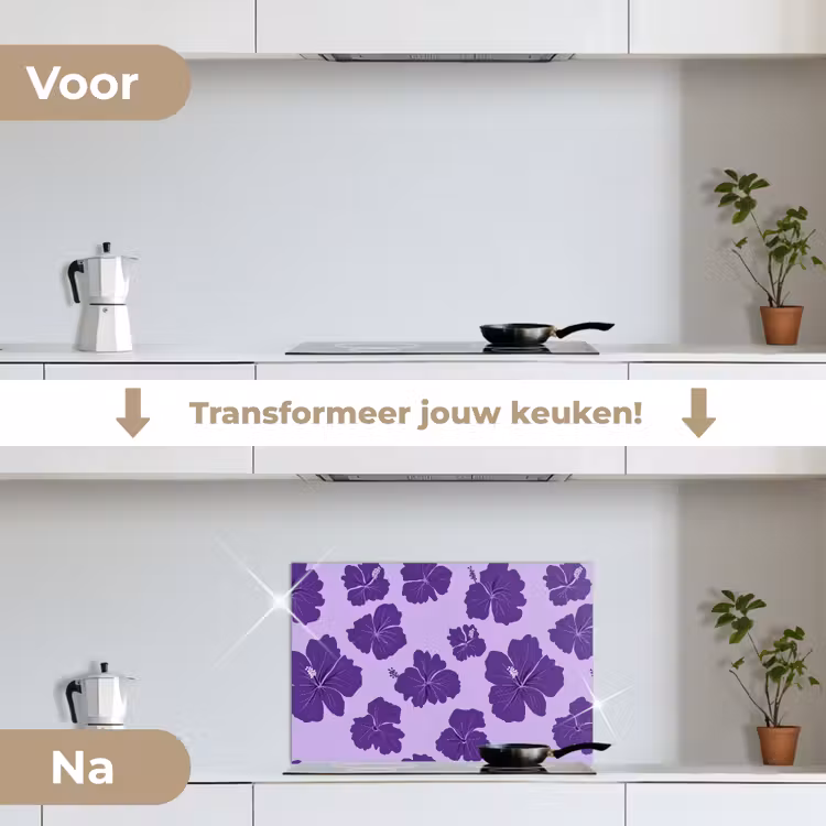 Spatscherm keuken - Hibiscus - Bloemen - Paars — 7