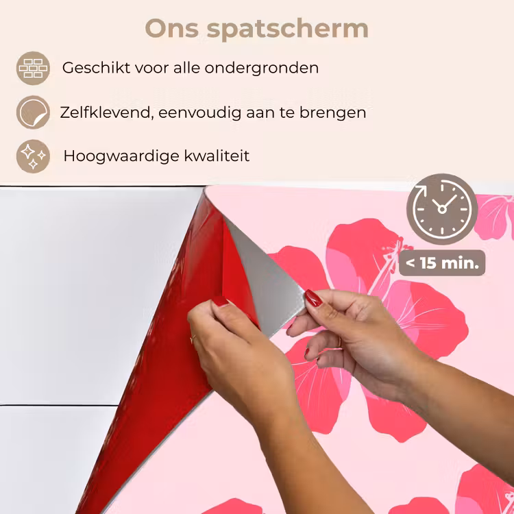 Spatscherm keuken - Hibiscus - Bloemen - Roze — 4