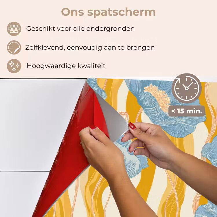Spatscherm keuken - Papavers - Botanisch - Blauw — 4