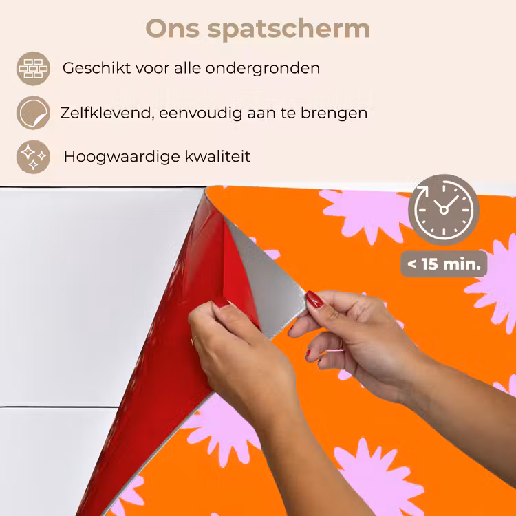 Spatscherm keuken - Retro - Bloemen - Oranje — 4