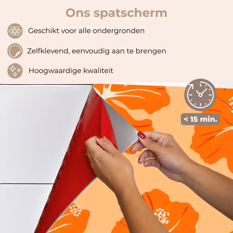 Spatscherm keuken - Tropisch - Hibiscus - Oranje — 4