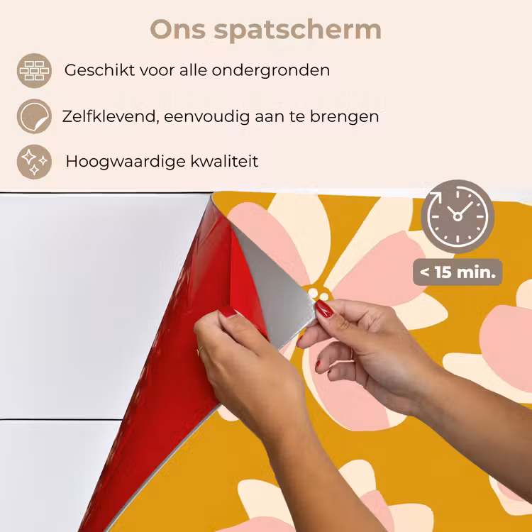Spatscherm keuken - Vintage - Bloemen - Okergeel — 4