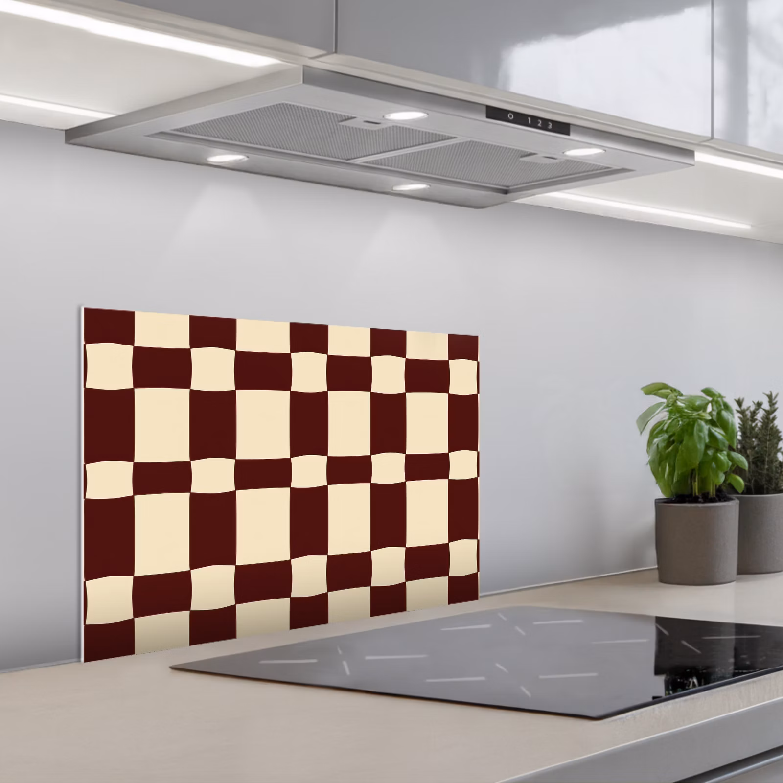 Spatscherm keuken - Retro - Patroon - Bruin — 1
