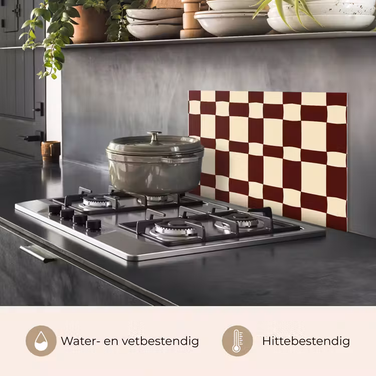Spatscherm keuken - Retro - Patroon - Bruin — 2