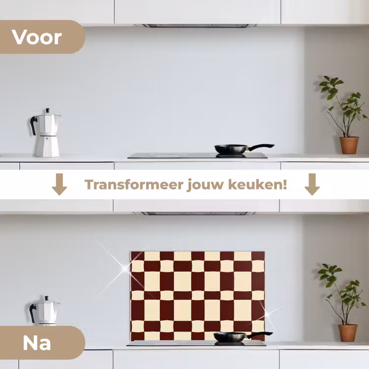 Spatscherm keuken - Retro - Patroon - Bruin — 7