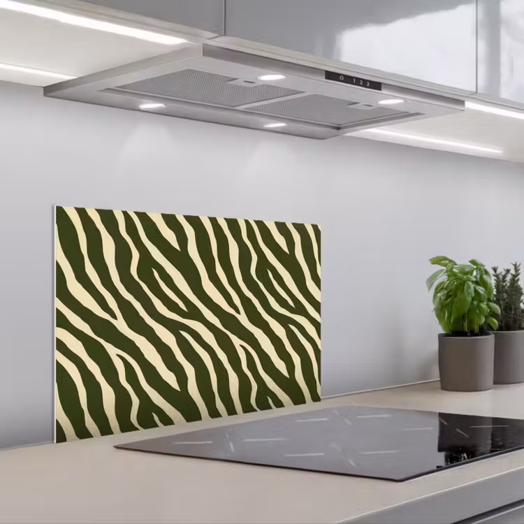 Spatscherm keuken - Zebra - Patroon - Groen — 1