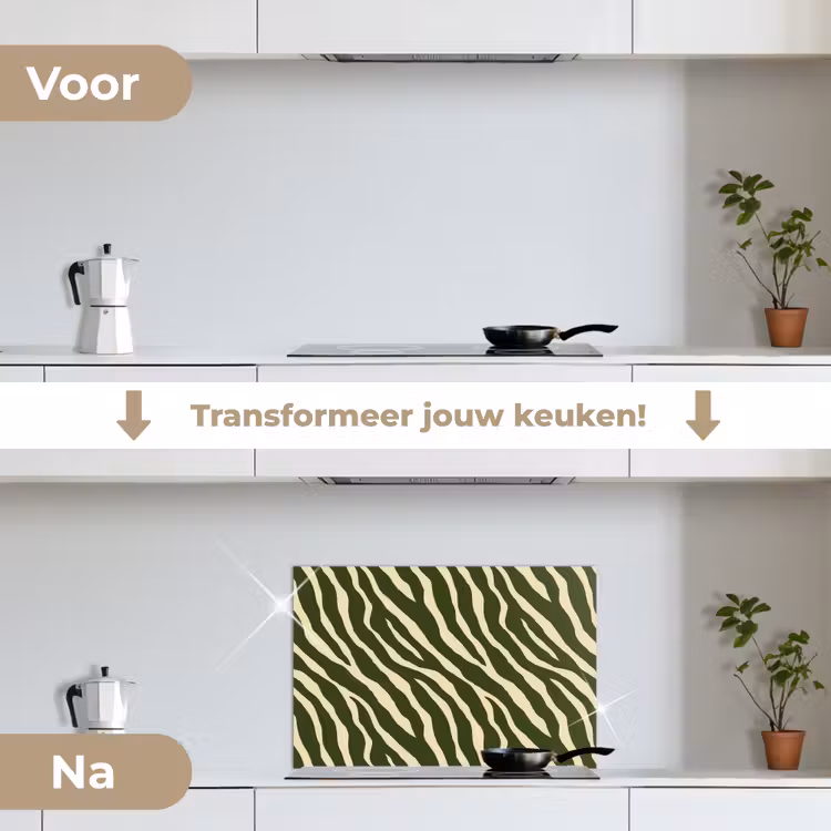 Spatscherm keuken - Zebra - Patroon - Groen — 7