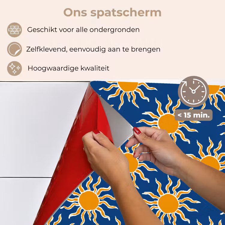 Spatscherm keuken - Zon - Patroon - Blauw — 4