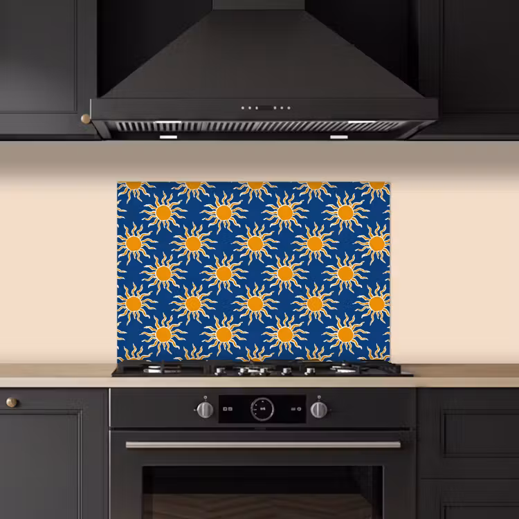 Spatscherm keuken - Zon - Patroon - Blauw — 5