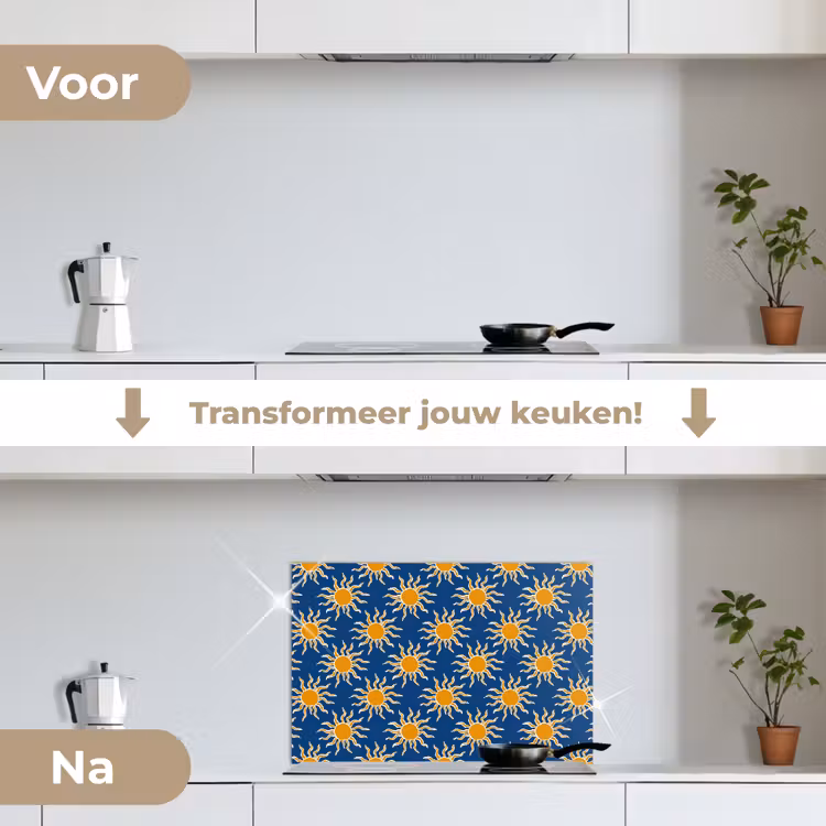 Spatscherm keuken - Zon - Patroon - Blauw — 7