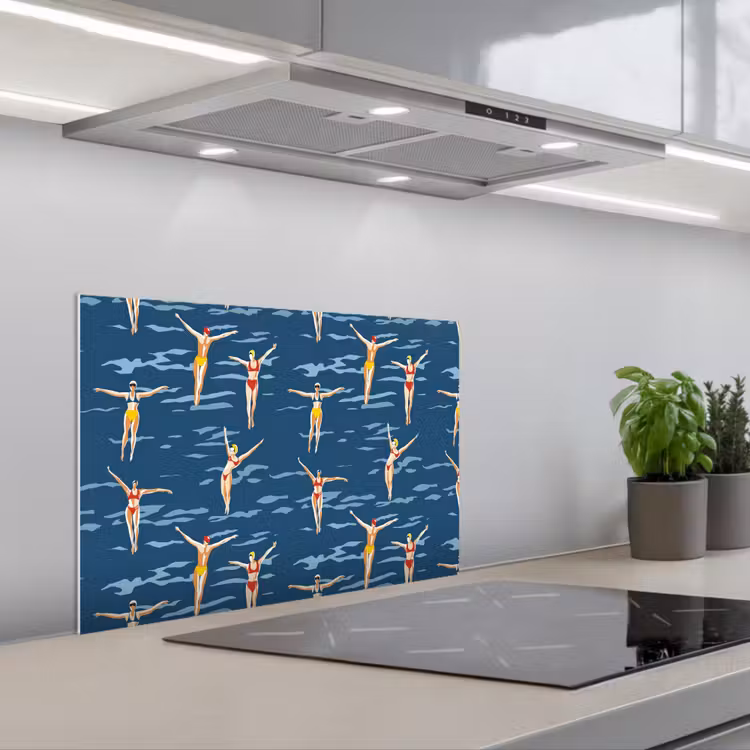 Spatscherm keuken - Zwemsters- Retro - Blauw — 1