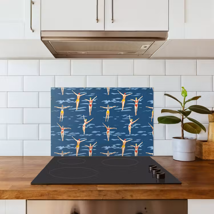 Spatscherm keuken - Zwemsters- Retro - Blauw — 3