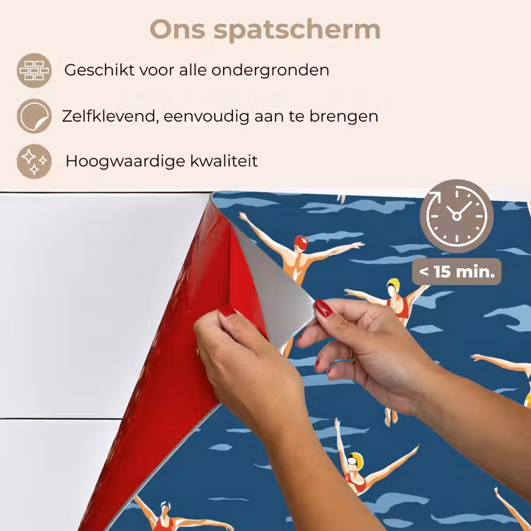 Spatscherm keuken - Zwemsters- Retro - Blauw — 4