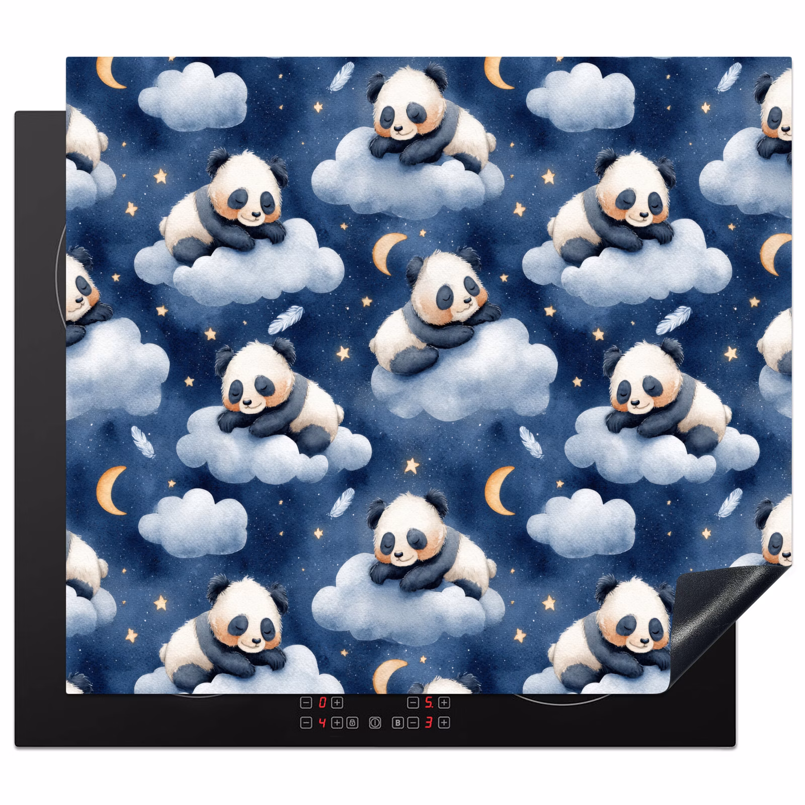 Inductie beschermer - Panda's - Slapen - Blauw — 1
