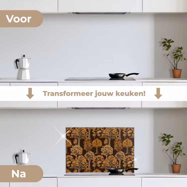 Spatscherm keuken - Bomen - Patroon - Bruin — 7