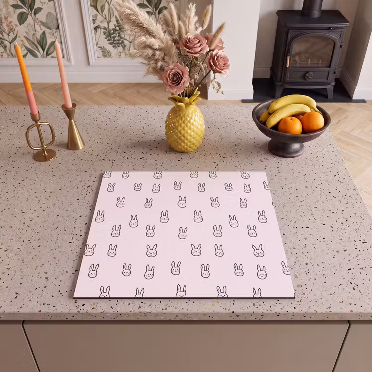 Inductie beschermer - Konijnen - Minimalistisch - Roze — 3