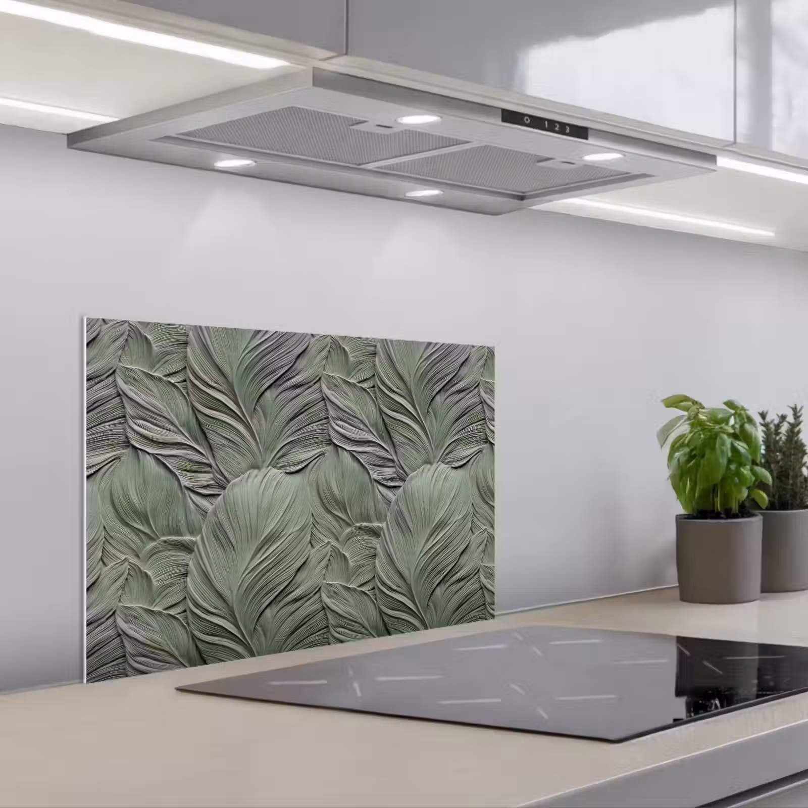 Spatscherm keuken - Bladeren - Textuur - Groen — 1