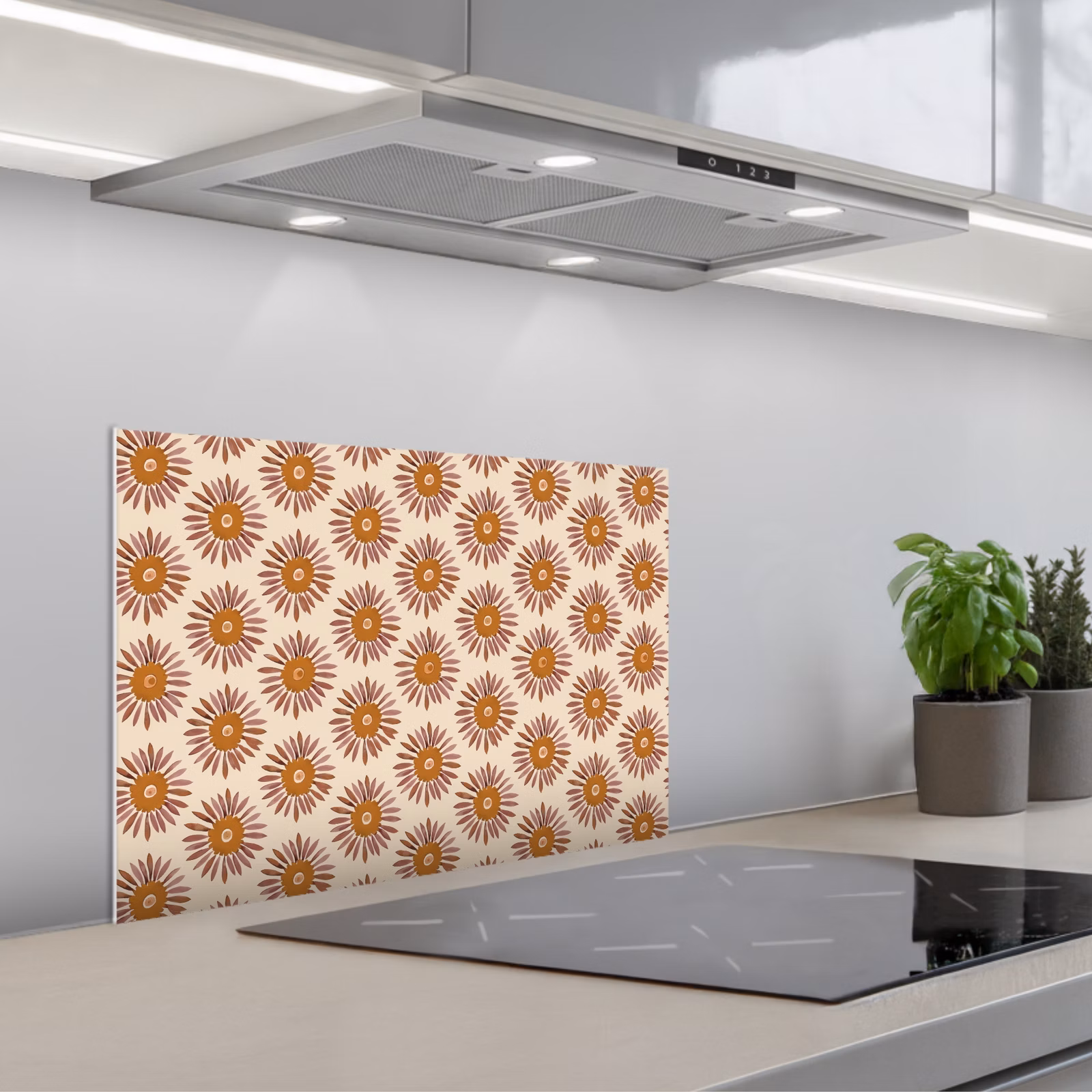 Spatscherm keuken - Patroon - Retro - Bruin — 1