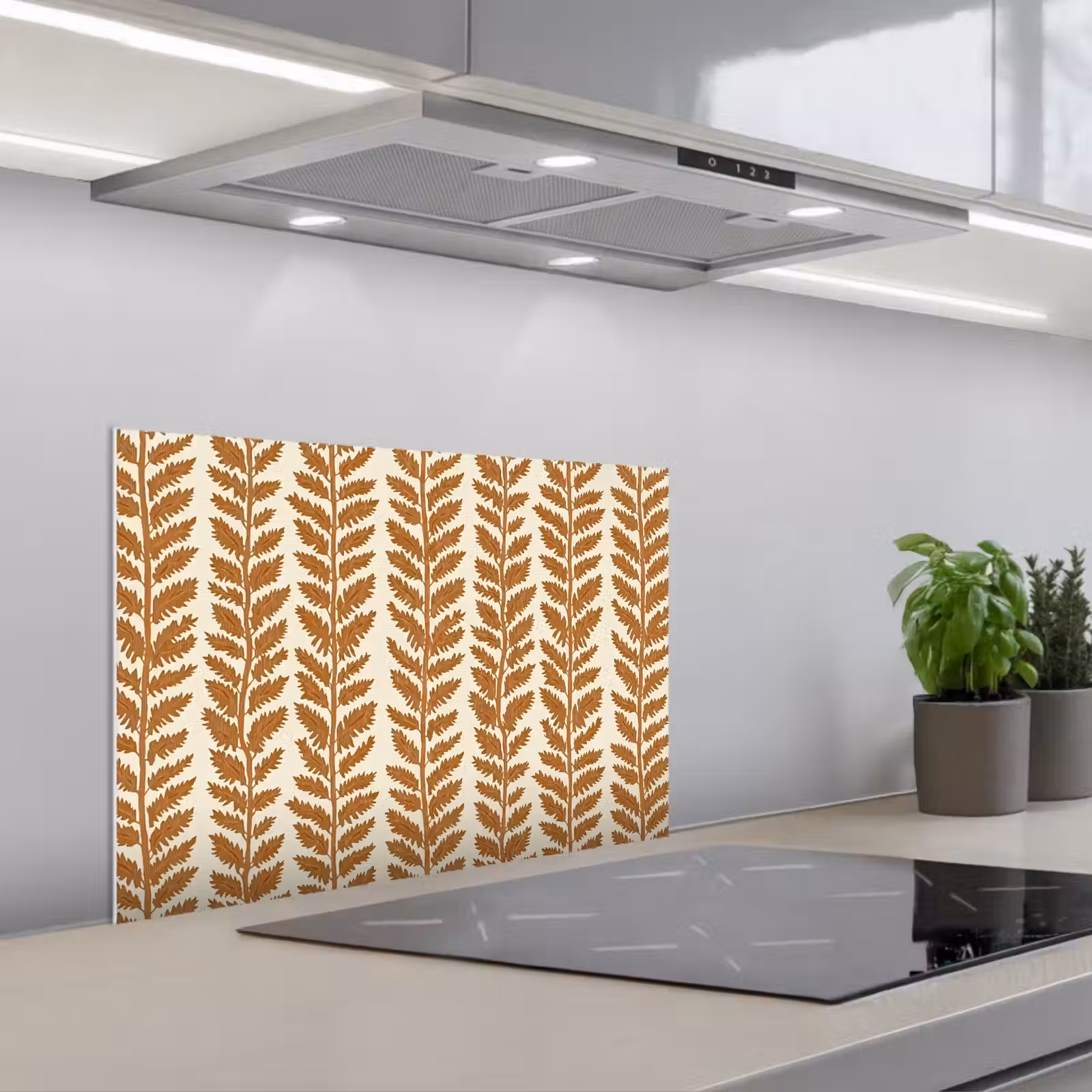 Spatscherm keuken - Textuur - Bladeren - Oker — 1
