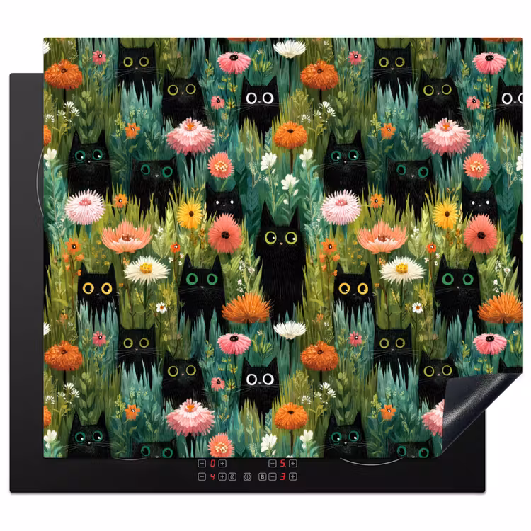 Inductie beschermer - Katten - Bloemen - Kleurrijk — 1