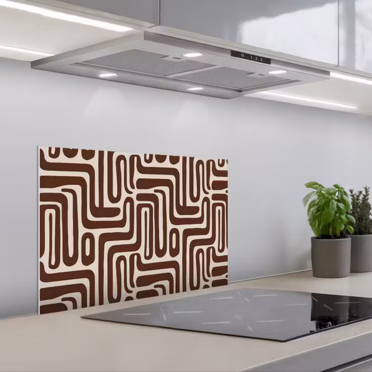 Spatscherm keuken - Abstract - Patroon - Bruin — 1