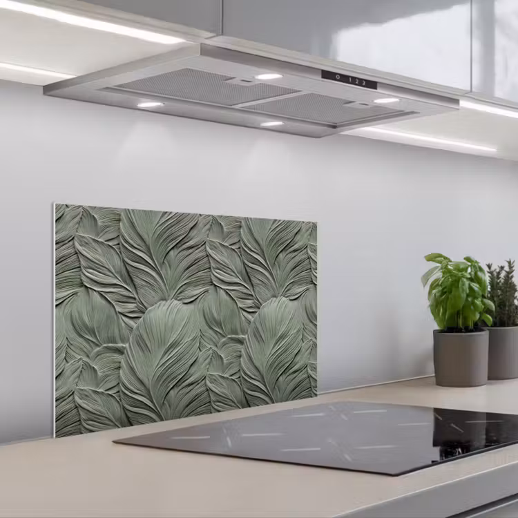 Spatscherm keuken - Bladeren - Textuur - Groen — 1
