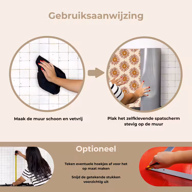 Spatscherm keuken - Patroon - Retro - Bruin — 6