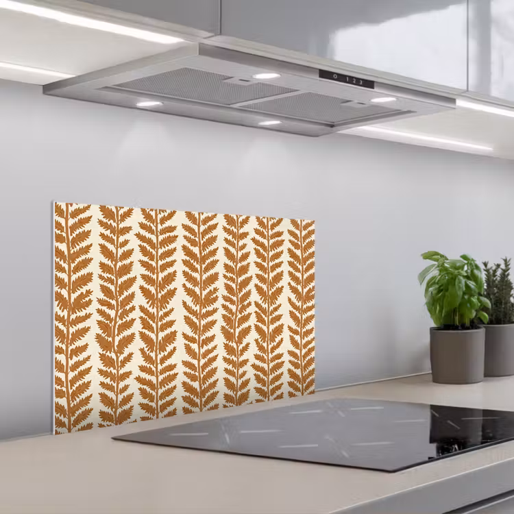Spatscherm keuken - Textuur - Bladeren - Oker — 1