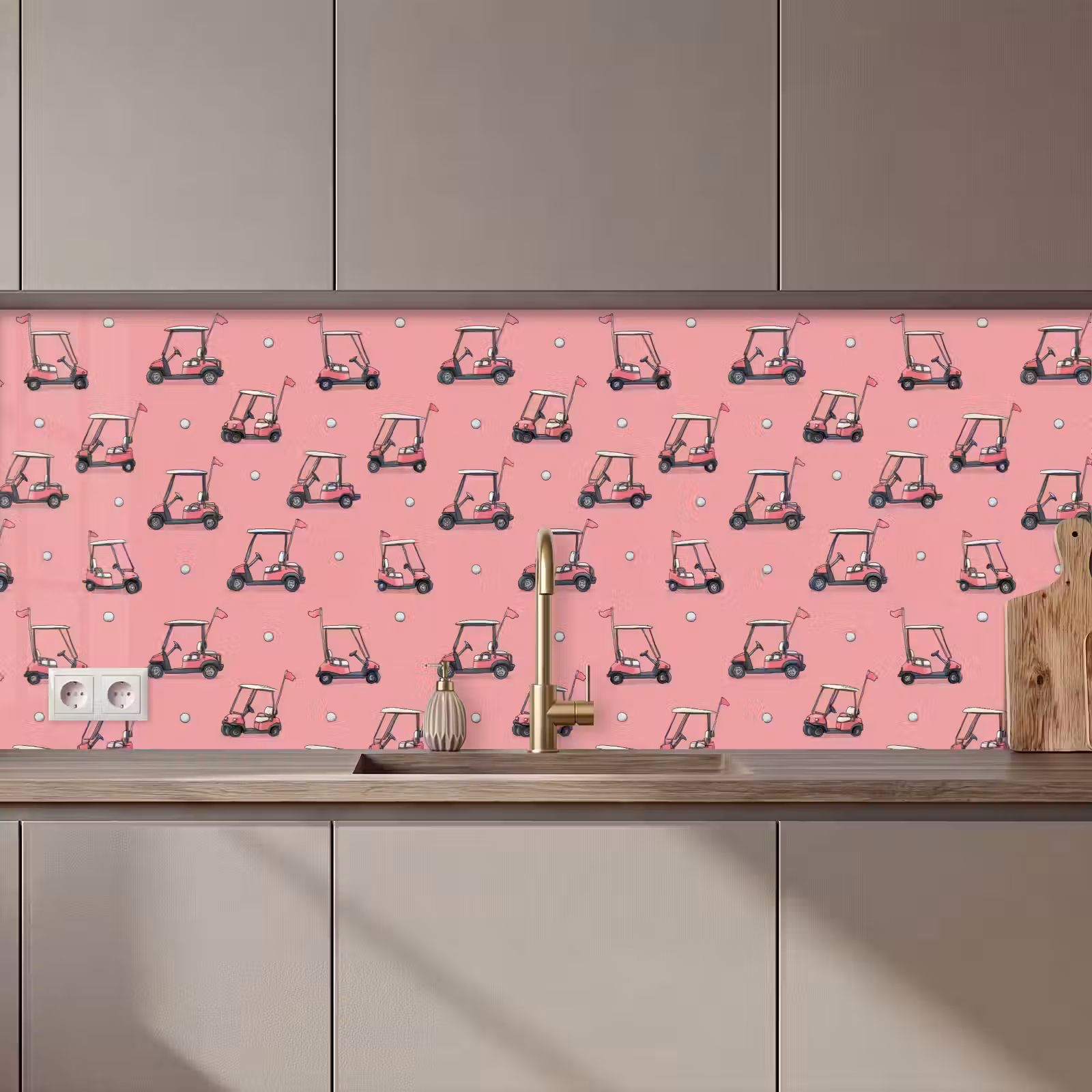 Spatscherm keuken - Golfkar - Retro - Roze — 1