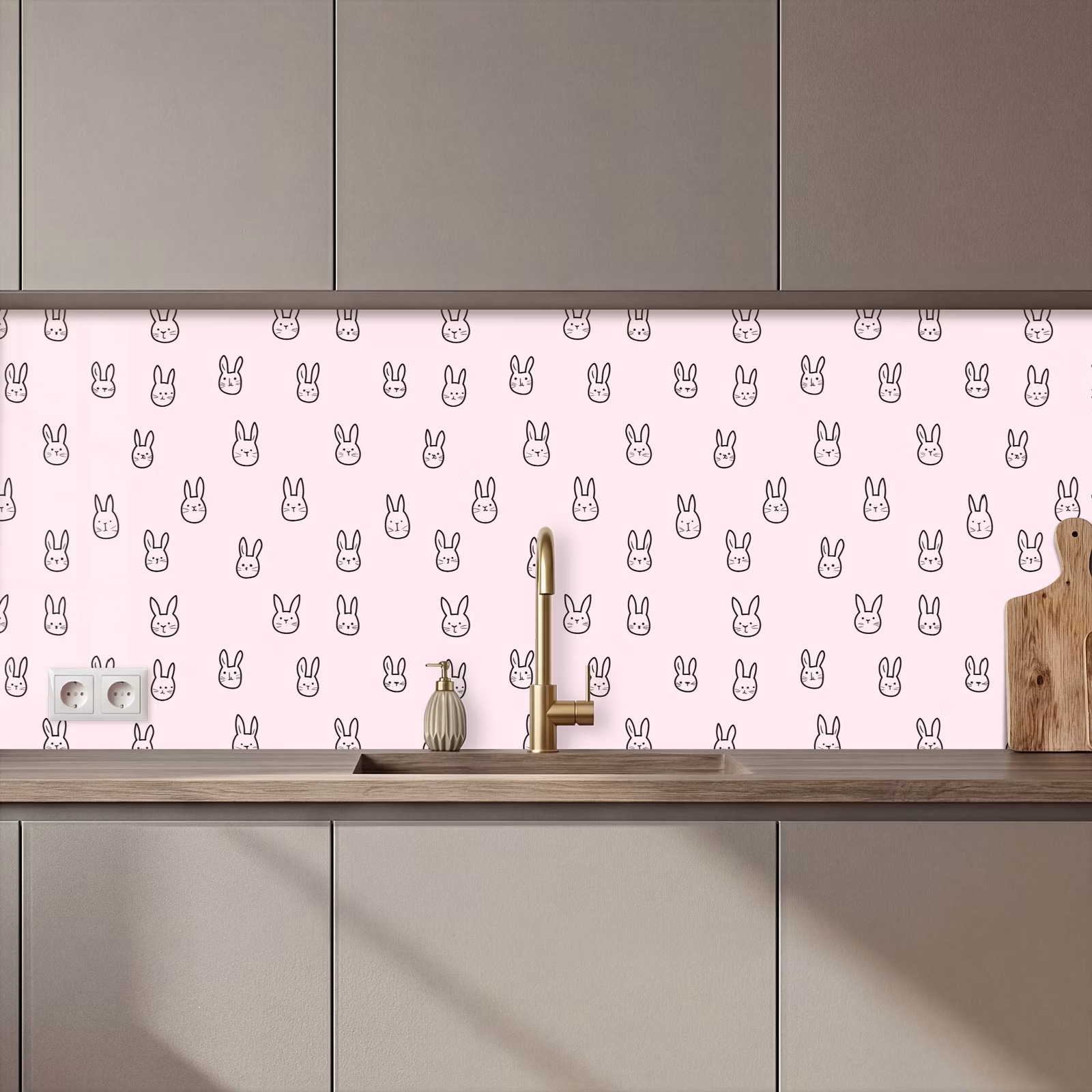 Spatscherm keuken - Konijnen - Minimalistisch - Roze — 1