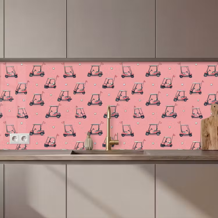 Spatscherm keuken - Golfkar - Retro - Roze — 1