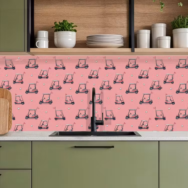 Spatscherm keuken - Golfkar - Retro - Roze — 7
