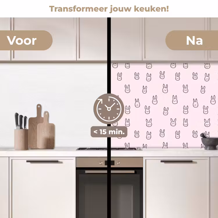 Spatscherm keuken - Konijnen - Minimalistisch - Roze — 3