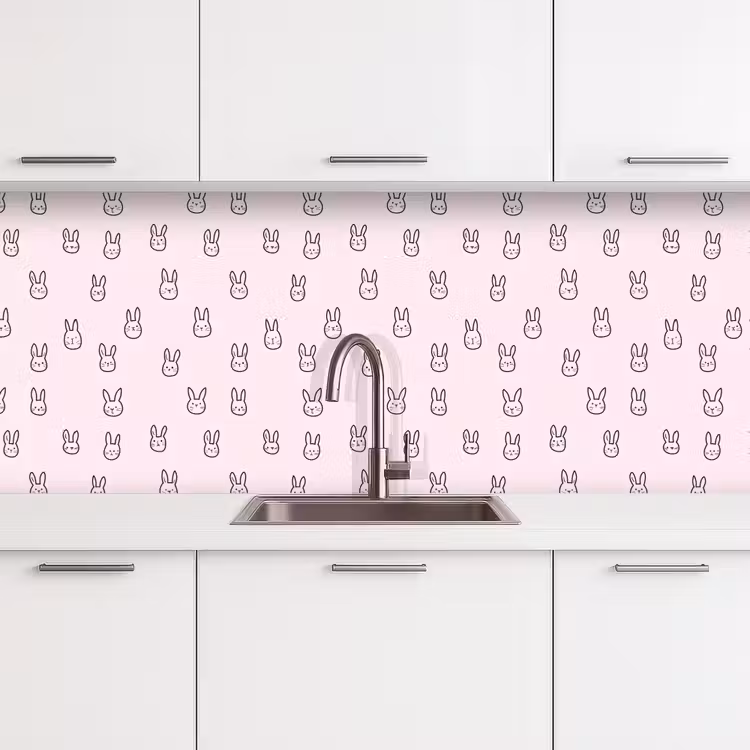 Spatscherm keuken - Konijnen - Minimalistisch - Roze — 4