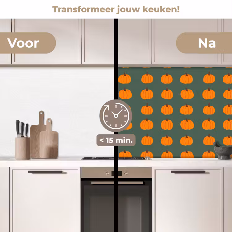 Spatscherm keuken - Pompoen - Patroon - Oranje — 3